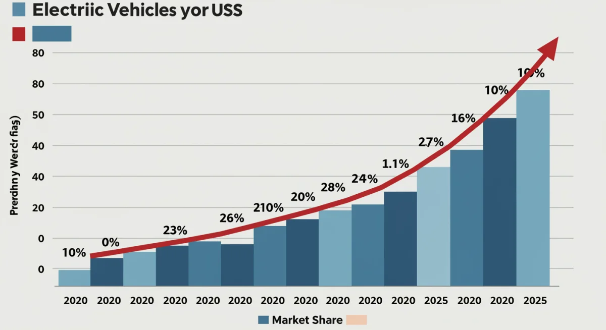 Infographic showing projected US electric vehicle sales growth to 10% by 2025