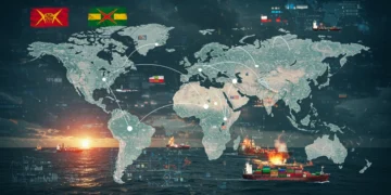 Global map showing disrupted supply routes and geopolitical hotspots affecting US trade.