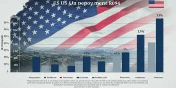 November 2024 US unemployment rate graphic at 3.9% with sectoral job growth