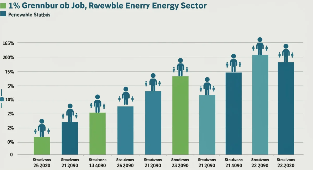 Infographic depicting 15% job growth in renewable energy sector across leading states in Q1 2025.